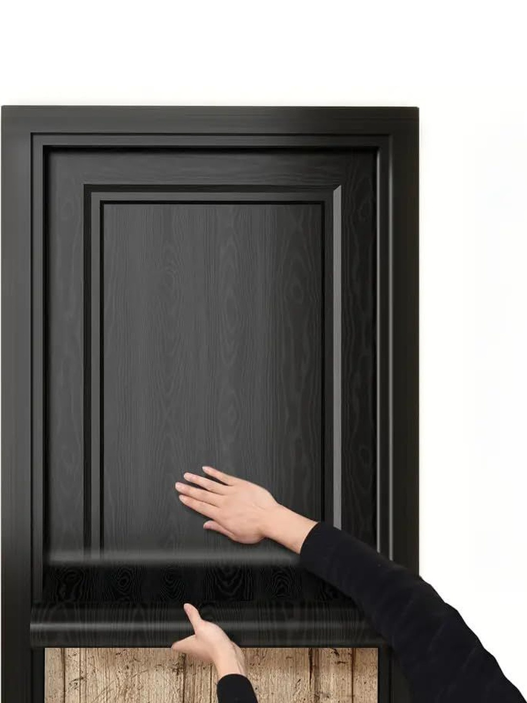 SUNBIRD Black PVC Self Adhesive Wood Look Wallpaper