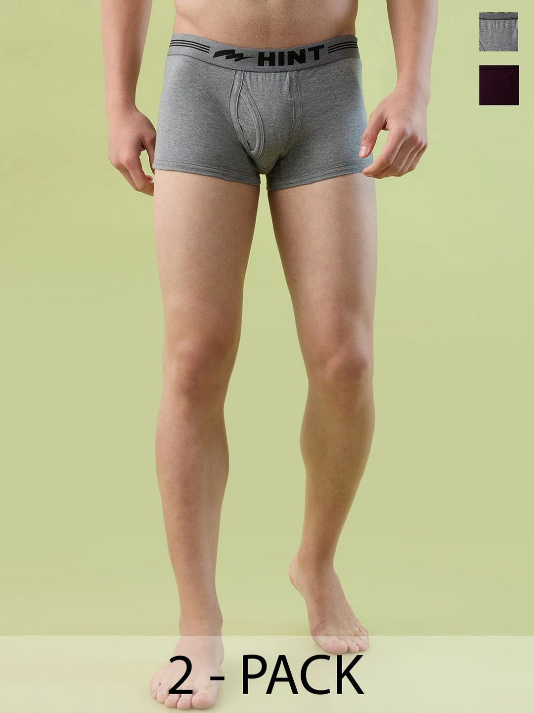 HINT Pack Of 2 Assorted Soft Cotton Moisture-Absorbing Breathable Long Trunks