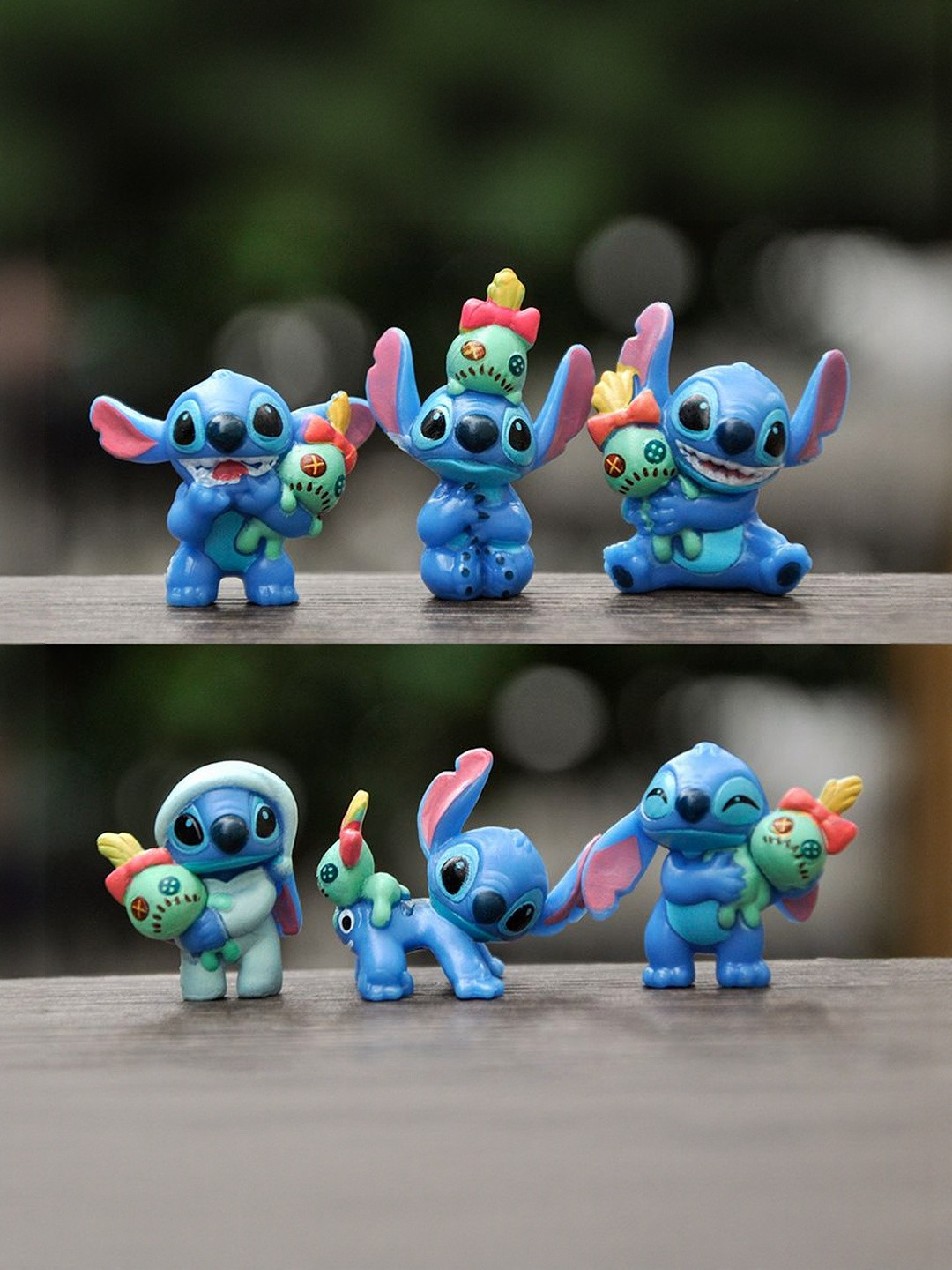 Flenzy Blue 6 Pieces Disney Stitch Doll Mini Figurine Showpieces