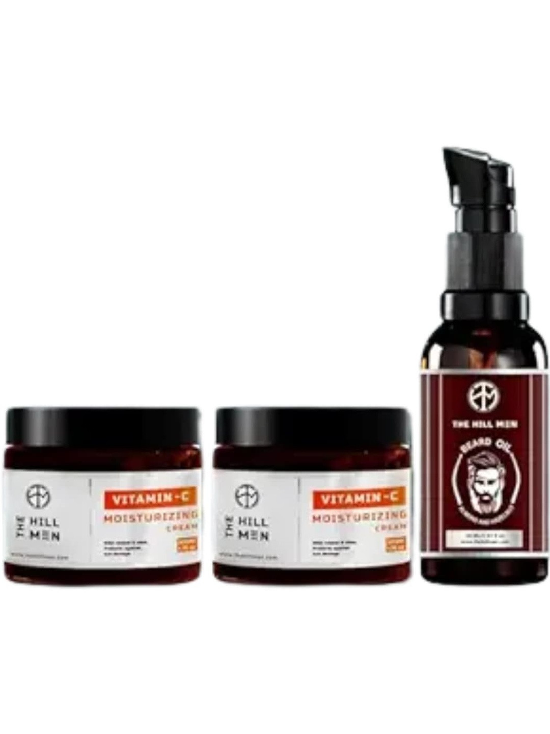 The Hill Men Set Of 3 Vitamin C Moisturizing Cream - 50 g Each & Beard Growth Oil - 30 ml