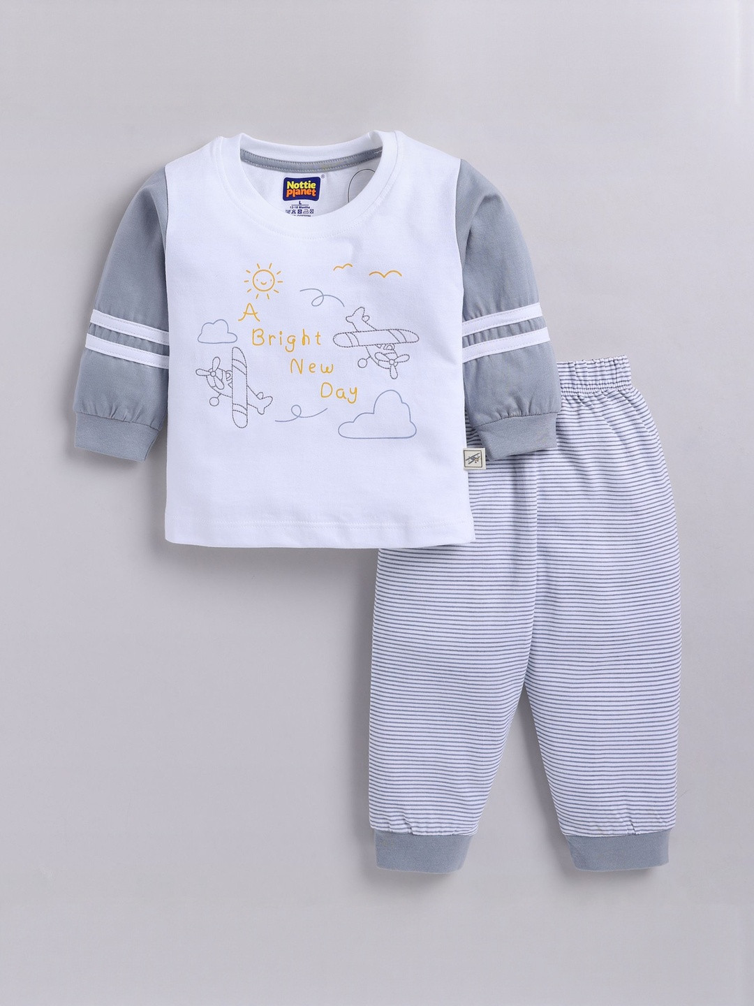 Nottie Planet Boys Printed Pure Cotton T-shirt with Trousers