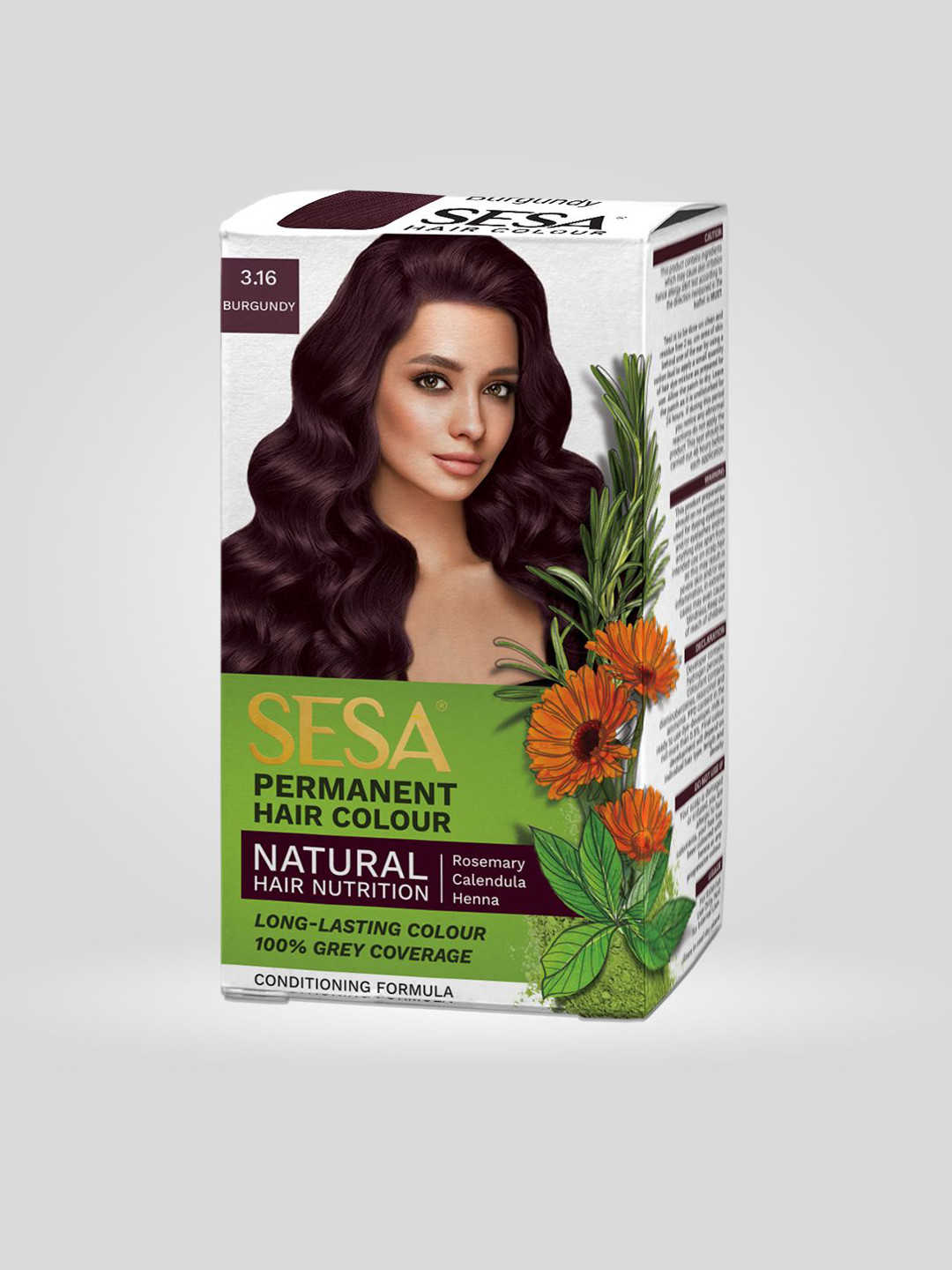 Sesa Natural Hair Nutrition Permanent Colour 118g - Burgundy 3.16
