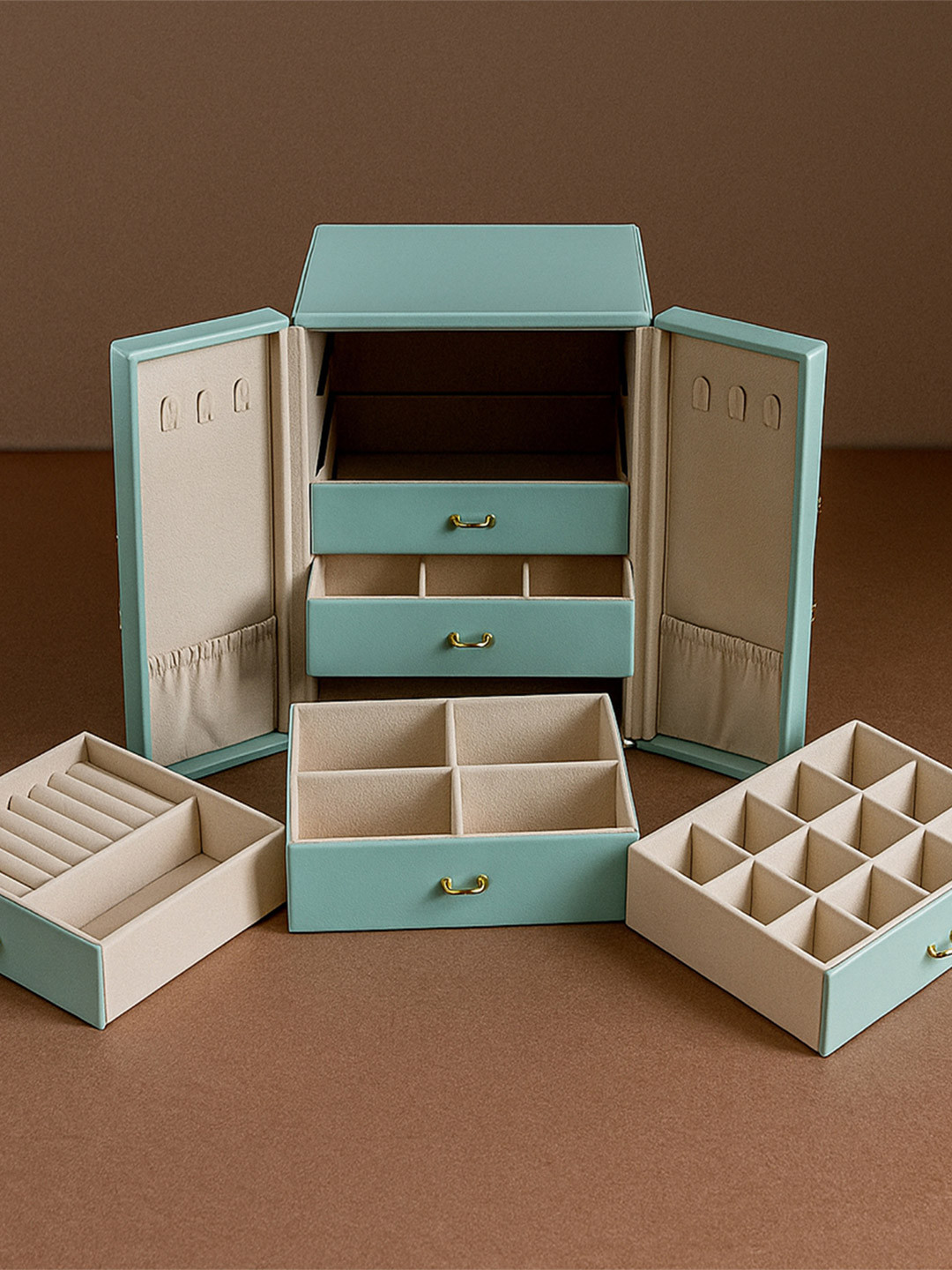 AARVI DECOR STUDIO Blue Set of 1 Reusable Jewellery Organizer