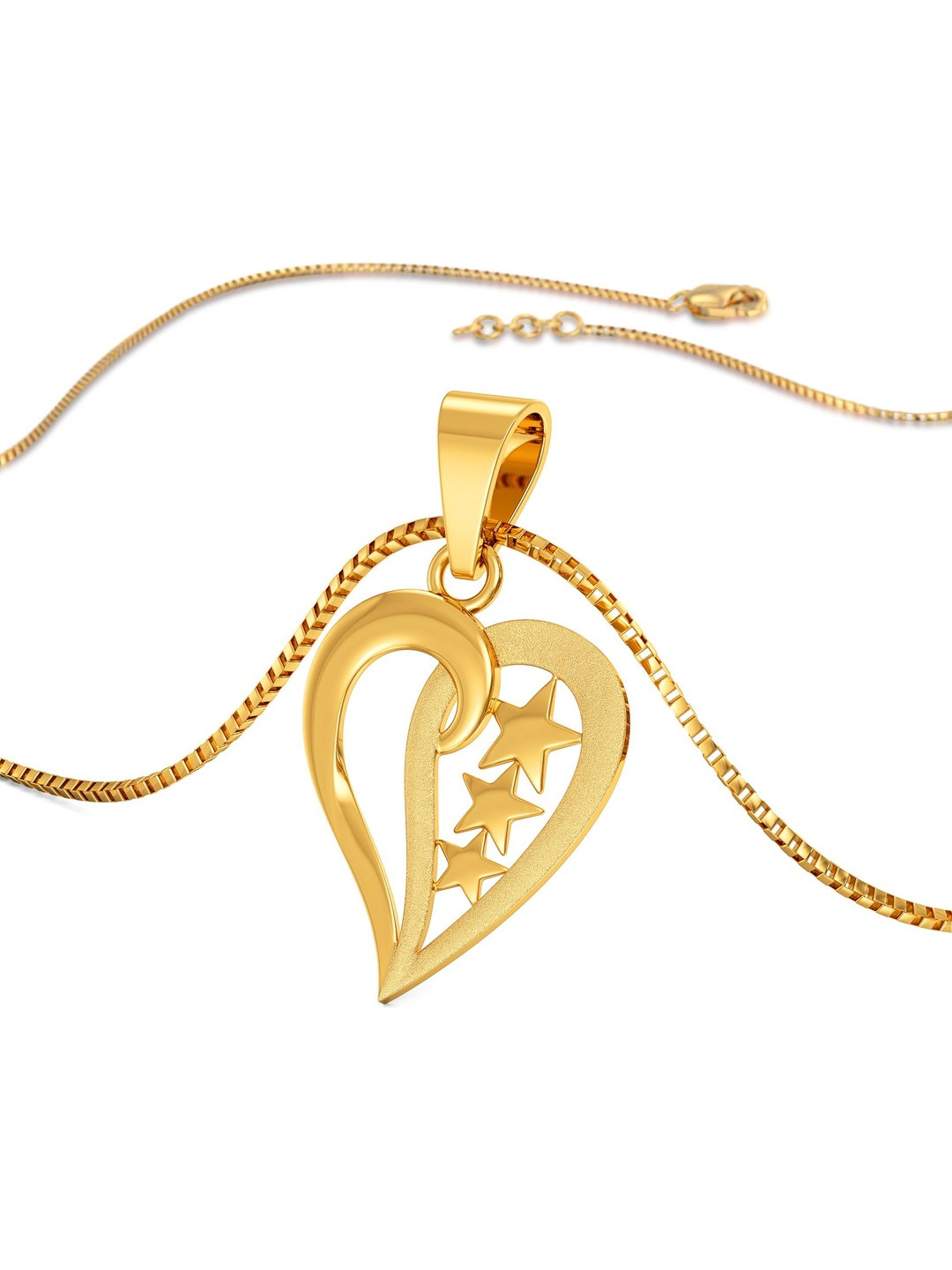 Joyalukkas Women 22Kt Gold Three-Star Shining Heart Pendant - 1.54 g