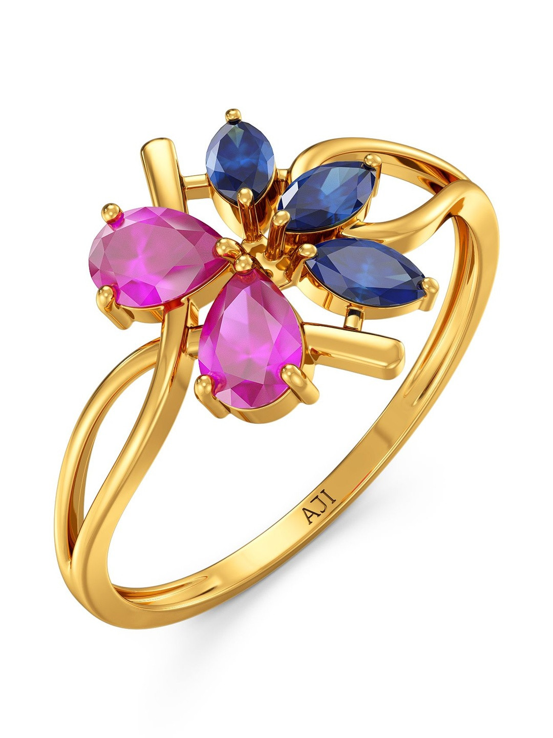 Joyalukkas 22Kt Gold Butterfly Finger Ring