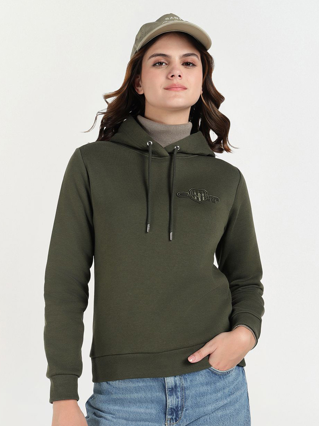 GANT Women Solid Full Sleeve Sweatshirt
