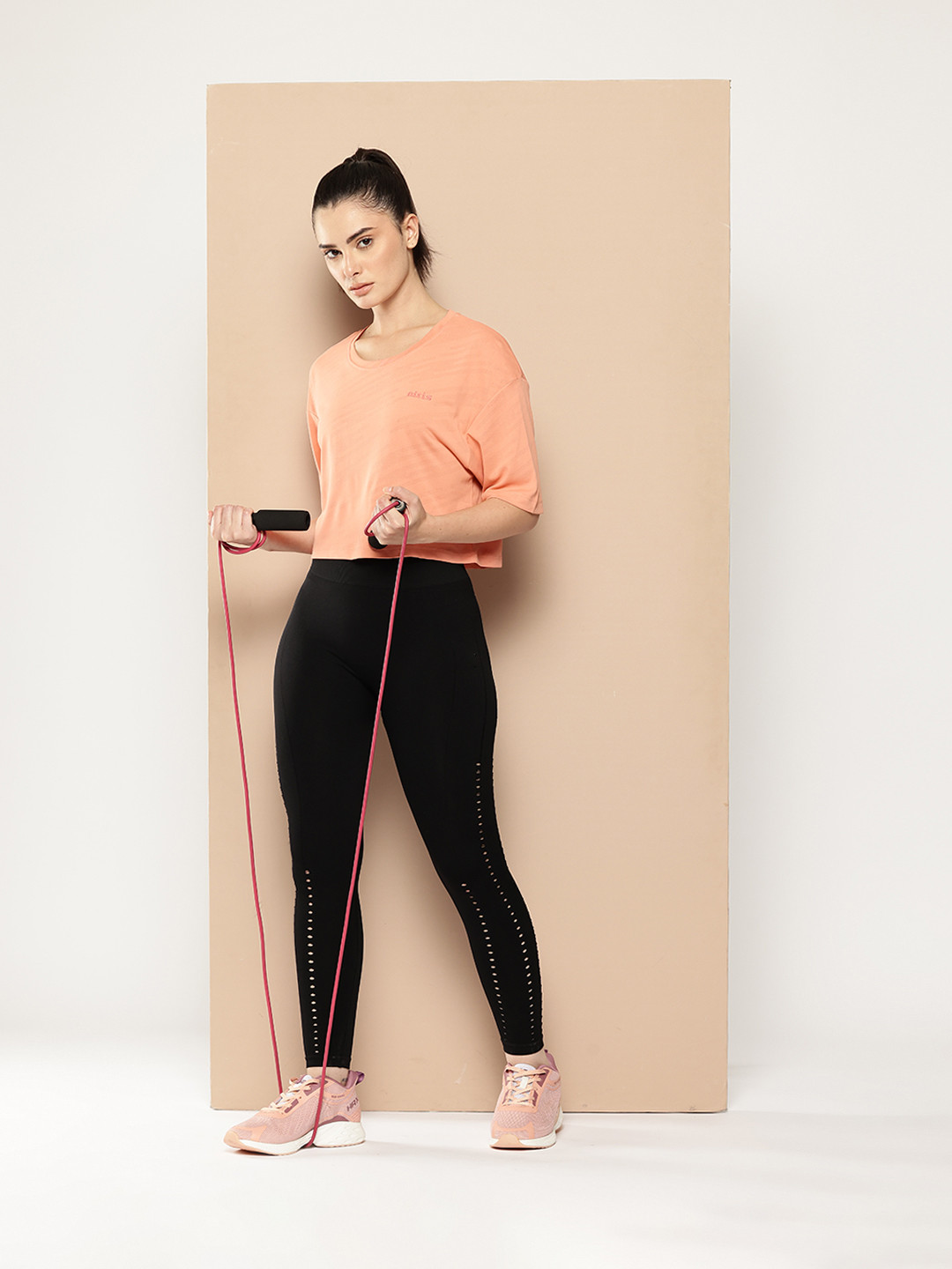 Alcis Perforated Embroidered Detail Top