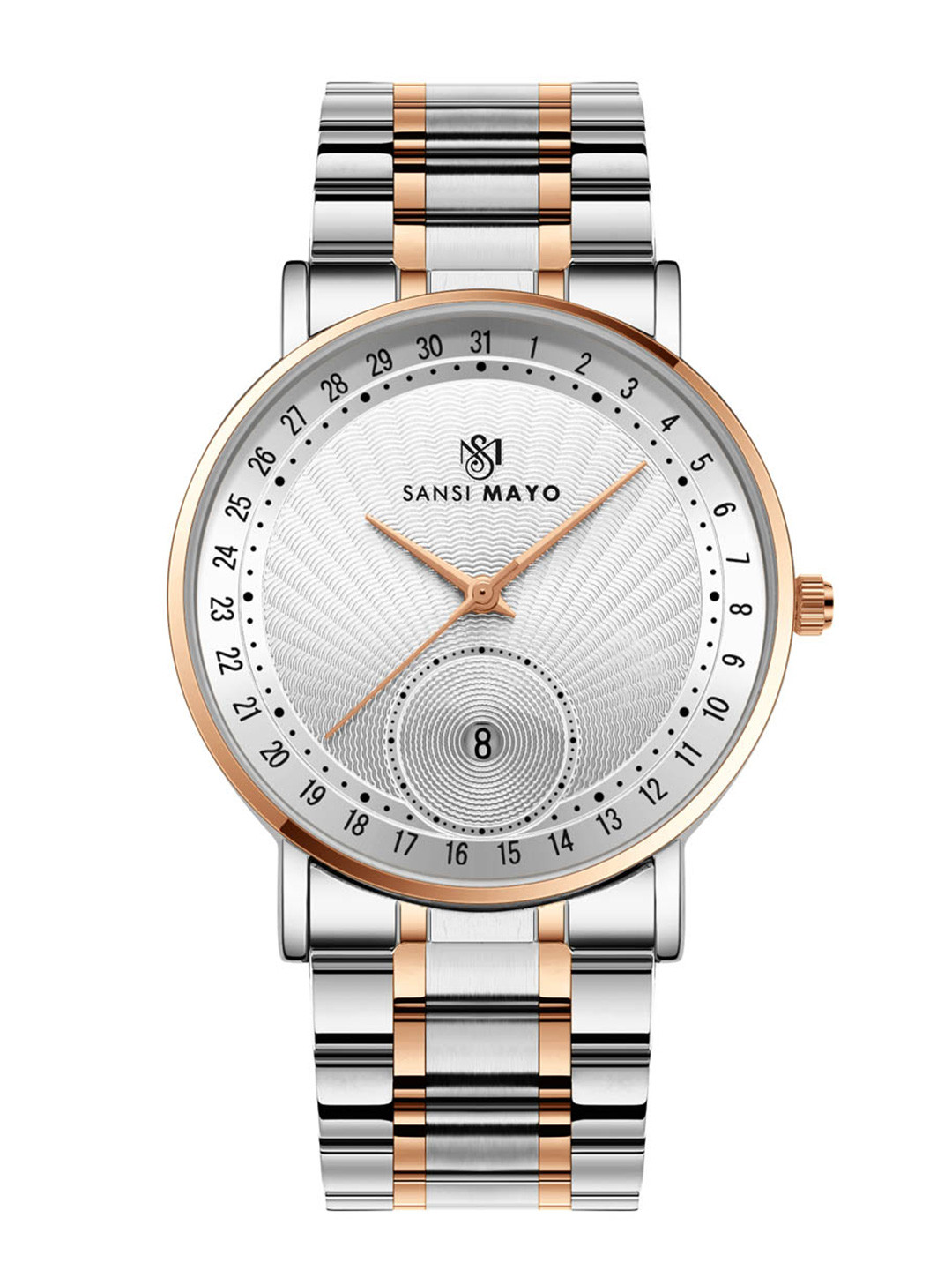 SANSIMAYO Axis Dial & Stainless Steel Straps Analogue Watch SM-M-309-TTSRG-RG-W