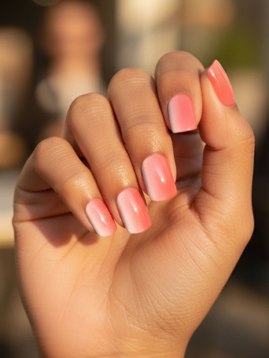 LICK 24 Pcs Glossy Fake Artificial Press On Nails - Coral Pink