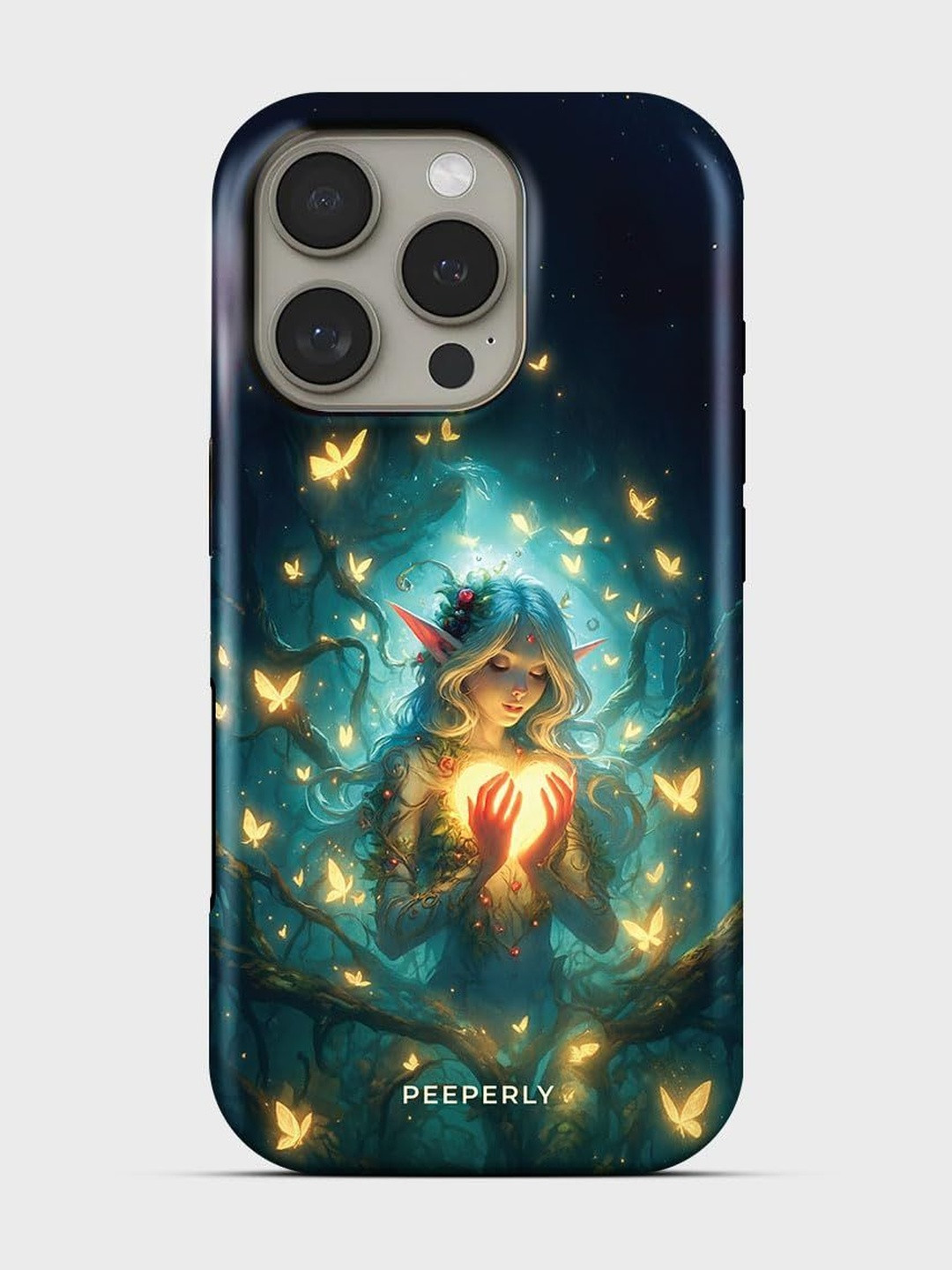 PEEPERLY Unisex iPhone 14 Pro Quirky Fairies Crystal Impact Resistant Back Case