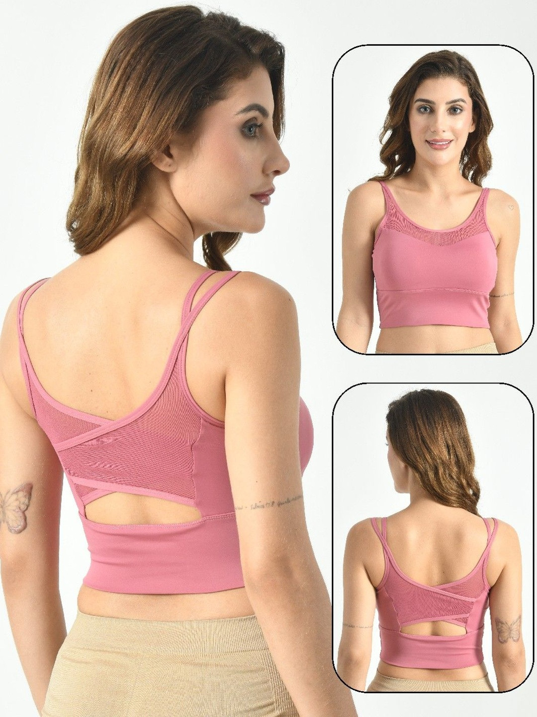 TOMKOT Women Full Coverage Removable Padding Side Shaper Styled Back Workout Bra