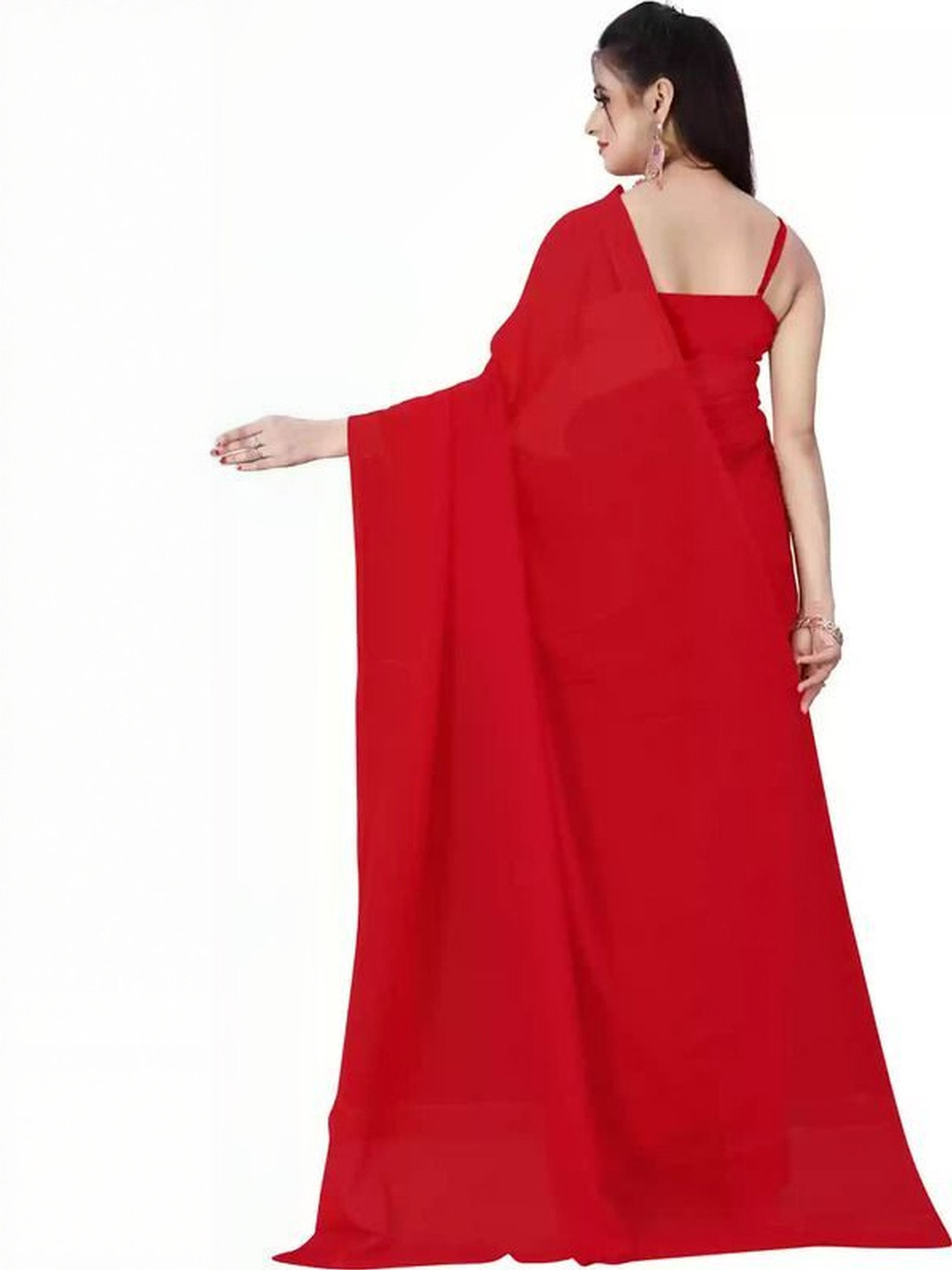 GHAN SALS Solid Saree With Blouse Piece