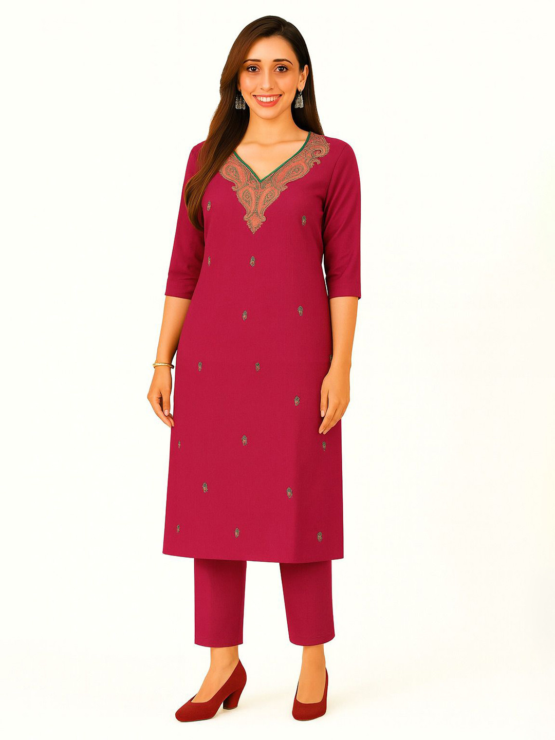 Vrinde Woolen Embroidered Salwar Suit Material