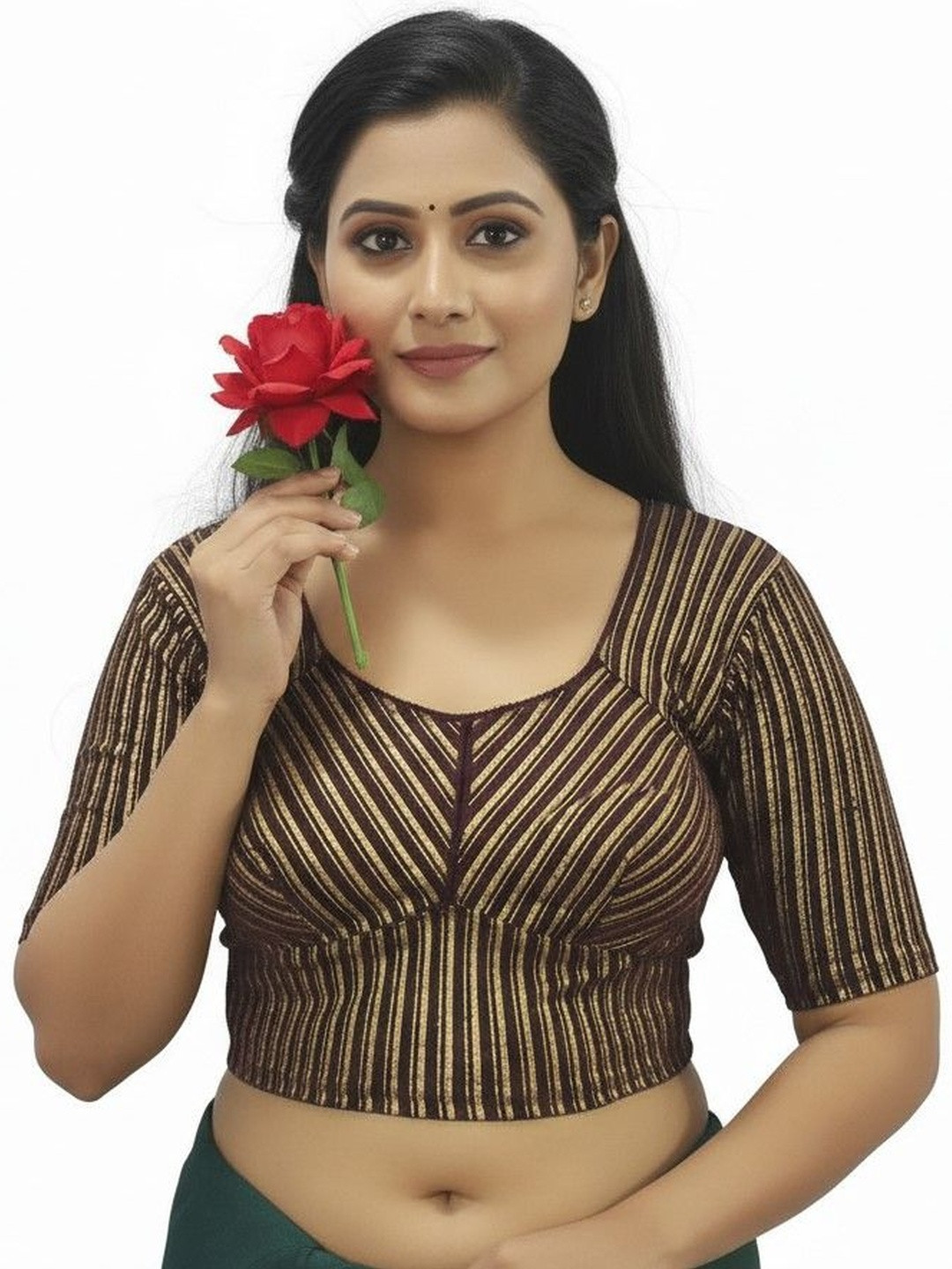 PU FASHION Women Striped Lycra Blouse