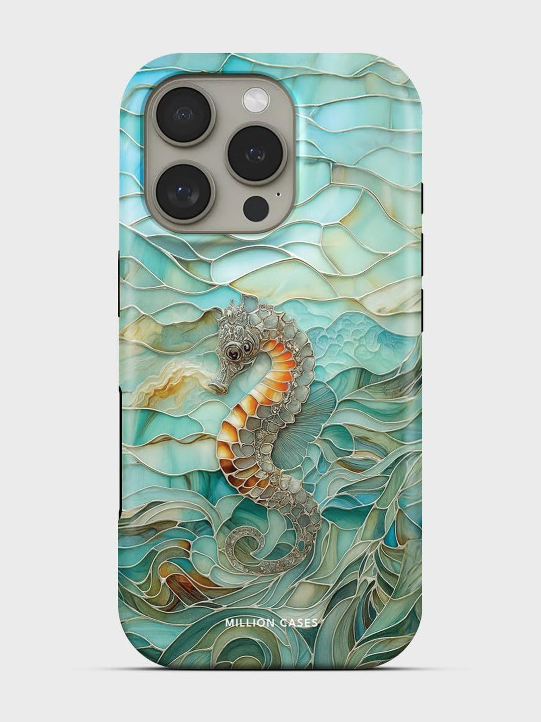 PEEPERLY Unisex iPhone 14 Pro Quirky Sea Horse Crystal Impact Resistant Back Case