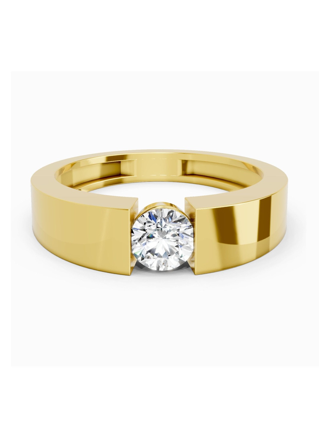 Sparkles Men 14Kt Gold Finger Ring With 0.50 Carat Lab Grown Diamond - 4.93 g