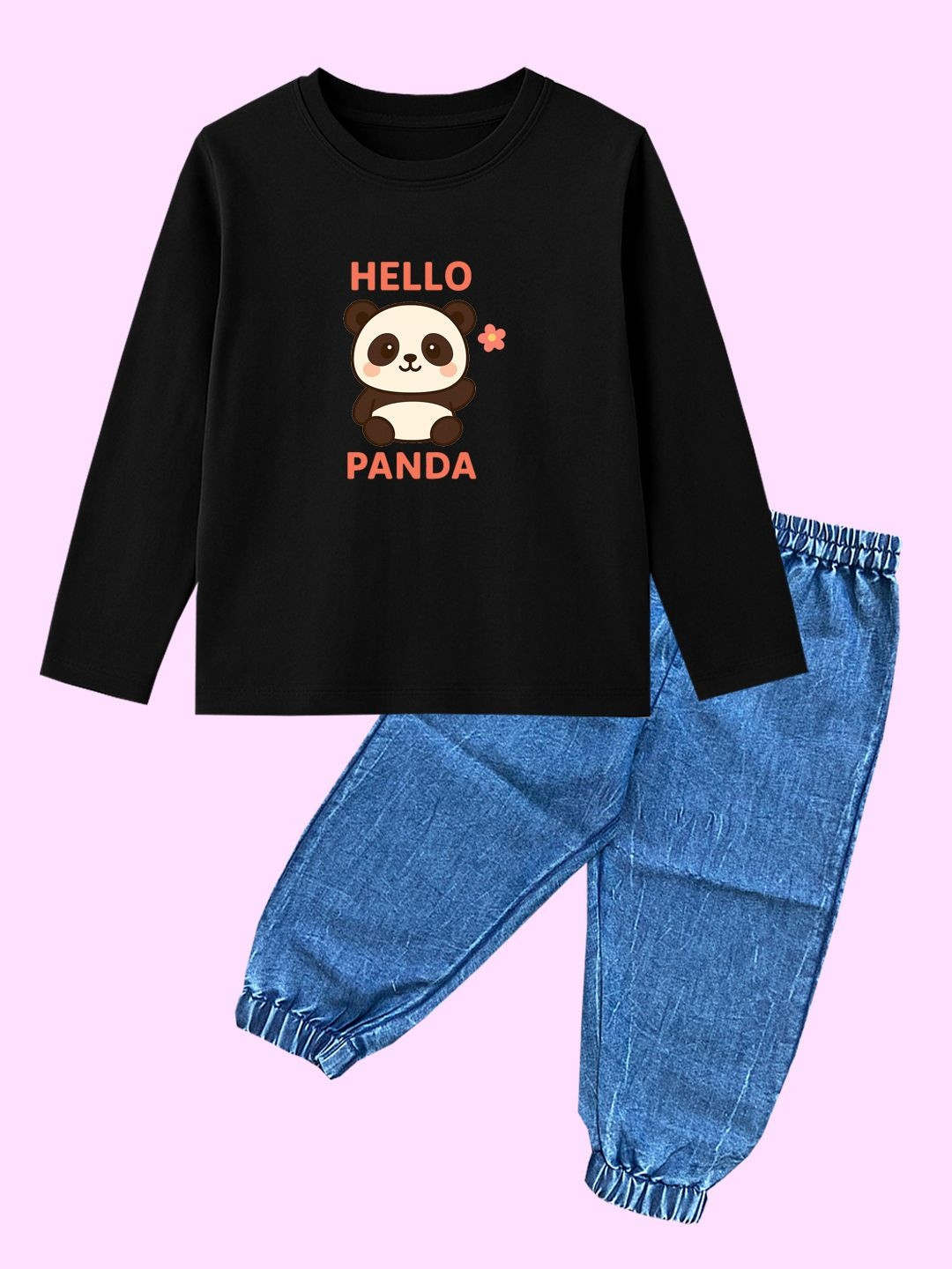 BAESD Baby Boys Black T-shirt and Denim Jogger Set