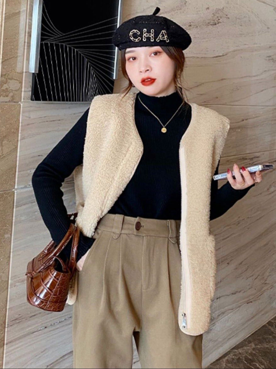 Outzidr Women Ribbed High Neck Collar Full Sleeve Sweater