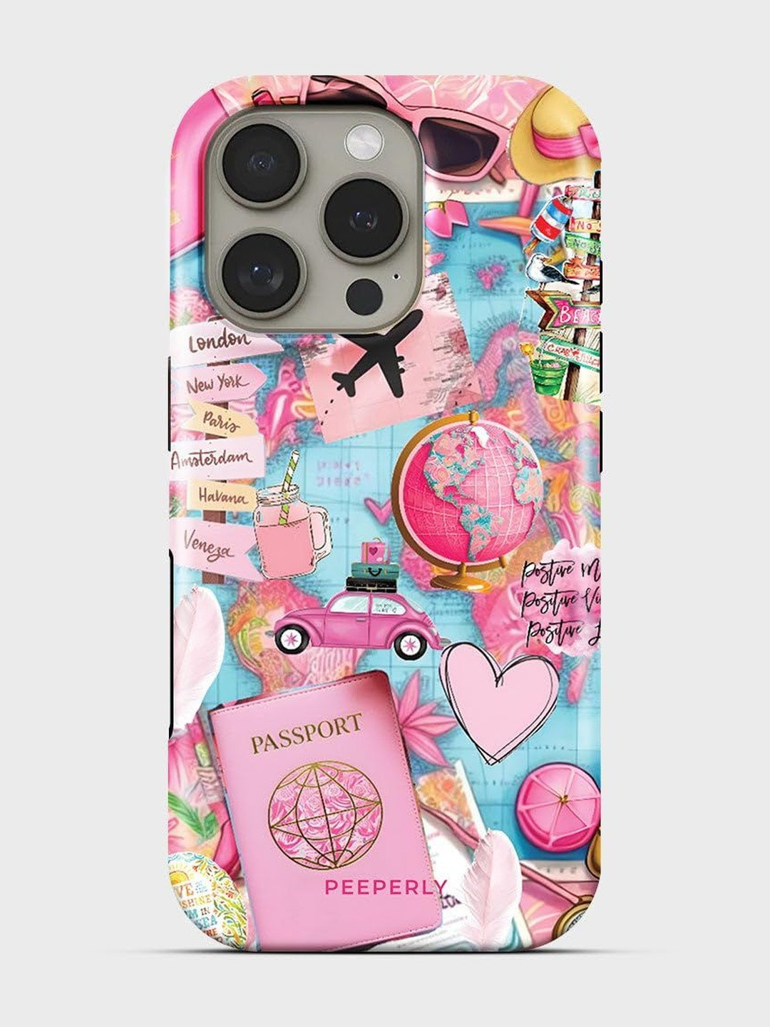 PEEPERLY Unisex iPhone 14 Pro Quirky World Explorer Crystal Impact Resistant Back Case