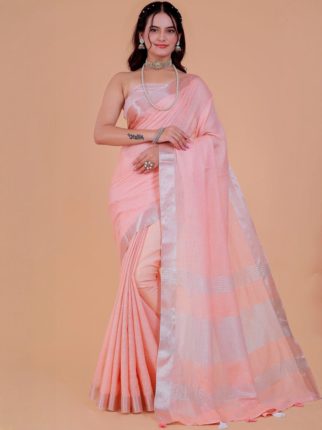 NEGRONI Woven Design Zari Saree With Blouse Piece