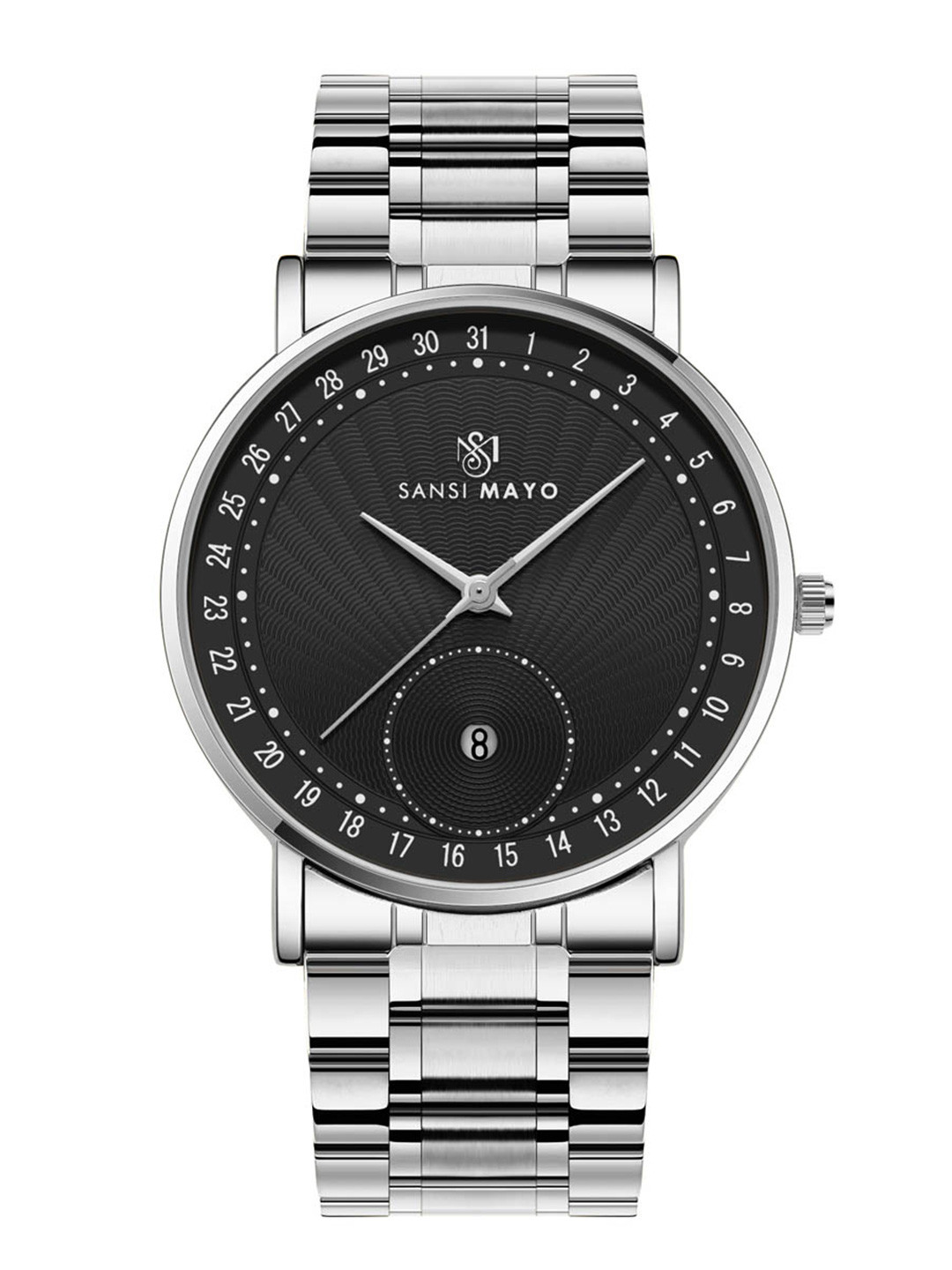 SANSIMAYO Axis Dial & Stainless Steel Straps Analogue Watch SM-M-307-S-S-B