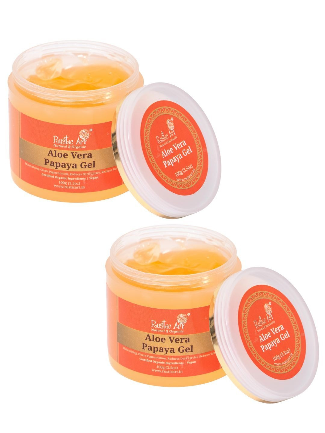 Rustic Art Set Of 2 Aloe Vera Papaya Gel For Pigmentation - 100 g Each