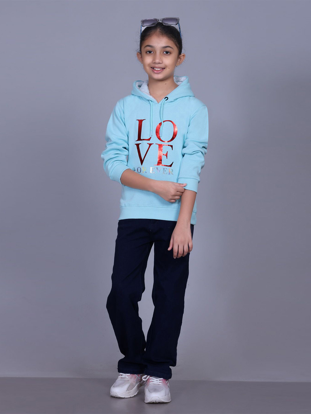 Come In Kids Girls Typography Printed Hooded Full Sleeve Pullover Sweatshirt