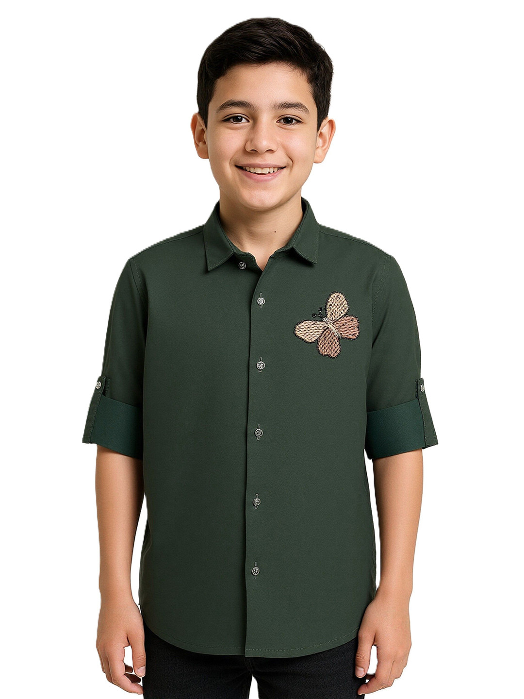 CHARCHIT Boys Comfort Solid Embroidered Casual Shirt