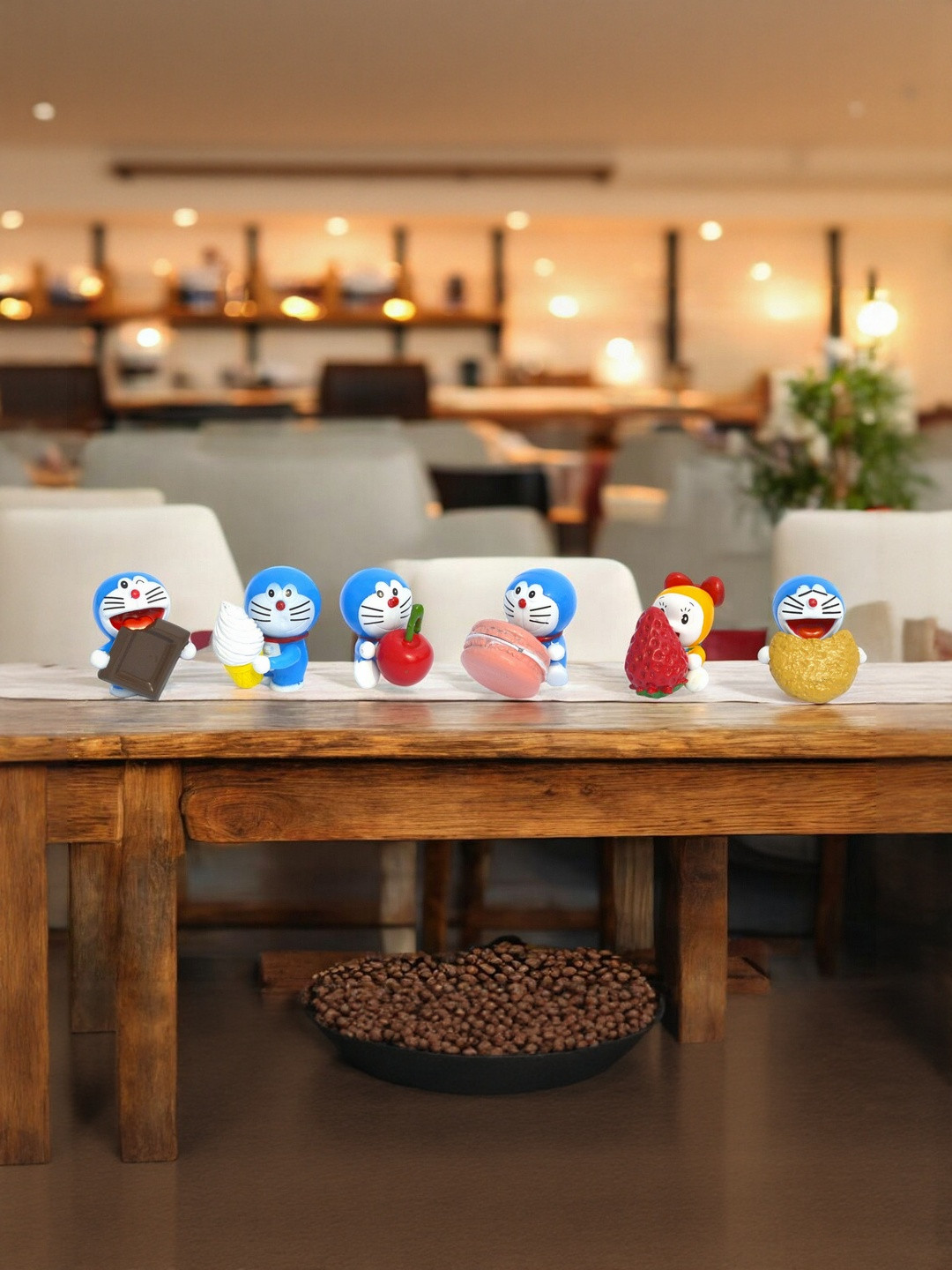 Flenzy Blue & White 6 Pieces Cute Mini Doraemon 3D Model Figurine Showpieces