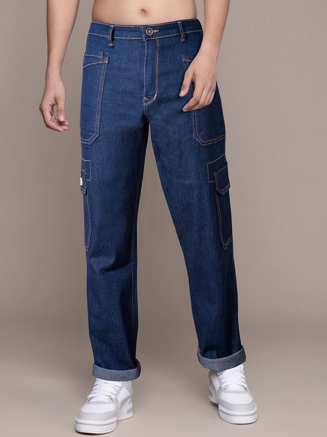 RIG BONE Men Comfort Straight Fit Mid-Rise Cargo Jeans