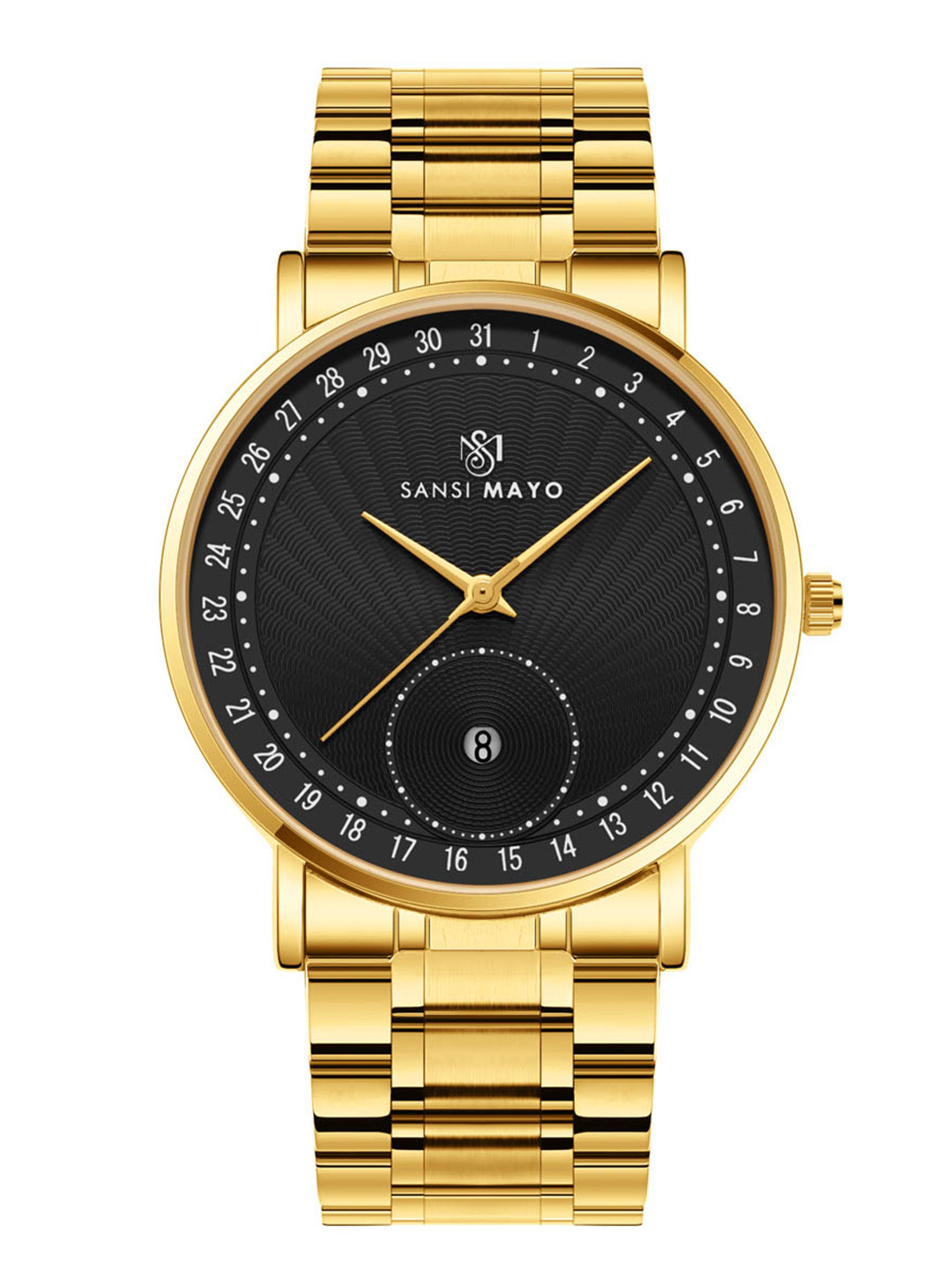 SANSIMAYO Axis Dial & Stainless Steel Straps Analogue Watch SM-M-306-G-G-B