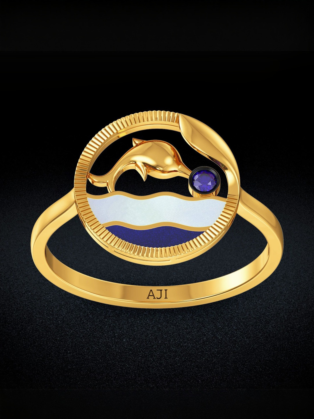 Joyalukkas Women 22Kt Gold Dolphin Serenade Finger Ring - 2.991 g