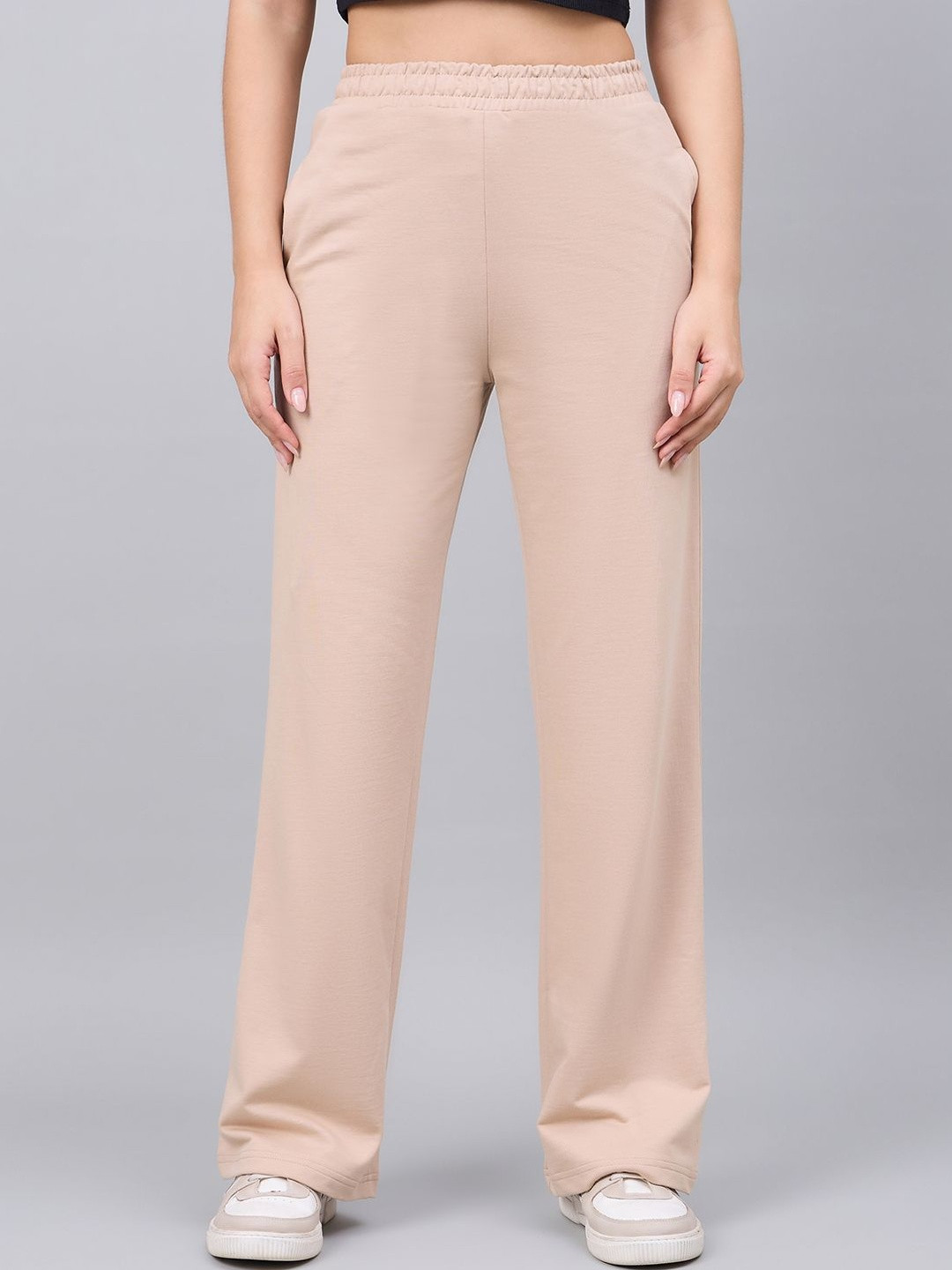 98 Degree North Women Cotton Straight Fit Mid-Rise Track Pants