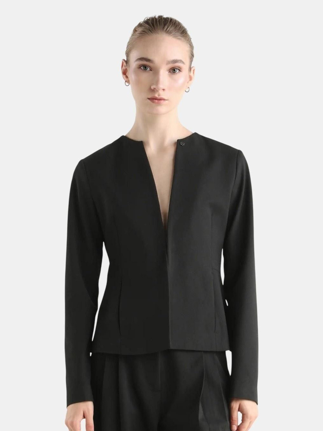 RAREISM Allenso Collarless Long Sleeves Formal Front Open Blazer