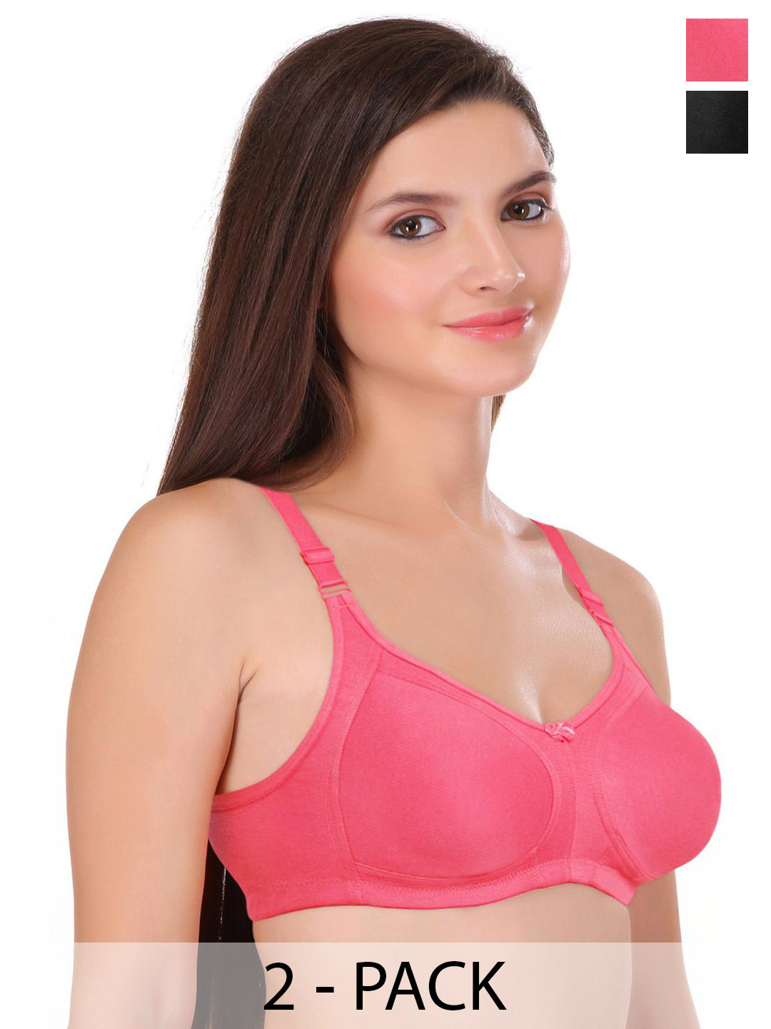 FEATHER LINE Pack of 2 Cotton Non-Padded Full Coverage Bra