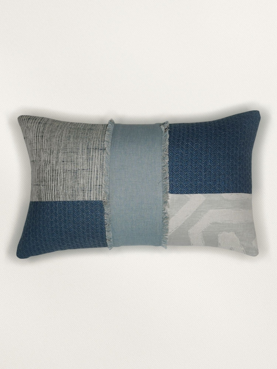 ZEBA Blue & White Colourblocked Square Cushion Covers