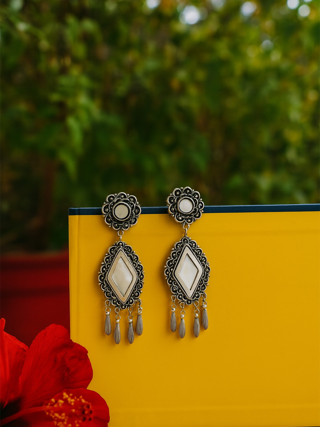 FIROZA Antique Geometric Drop Earrings