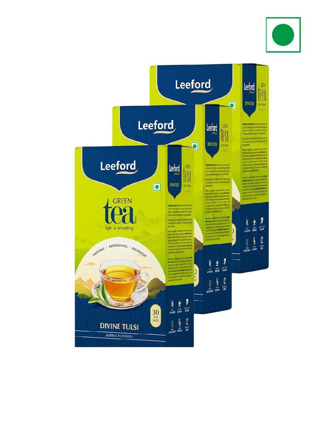 Leeford Pack Of 3 Leeford Divine Tulsi Green Tea for Immunity & Metabolism 30 Herbal Bags
