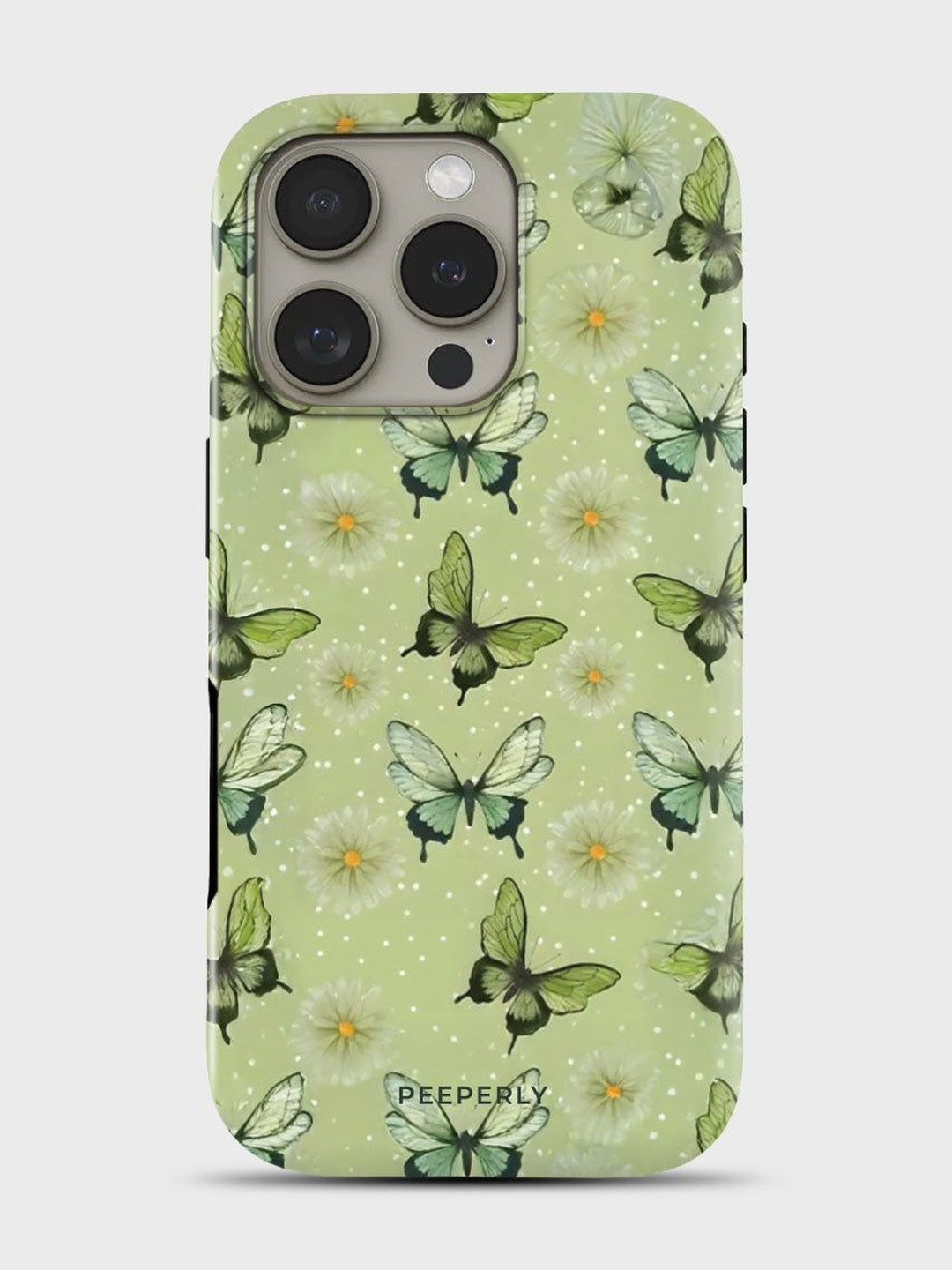 PEEPERLY Unisex iPhone 14 Pro Floral Thistle Frost Crystal Impact Resistant Back Case