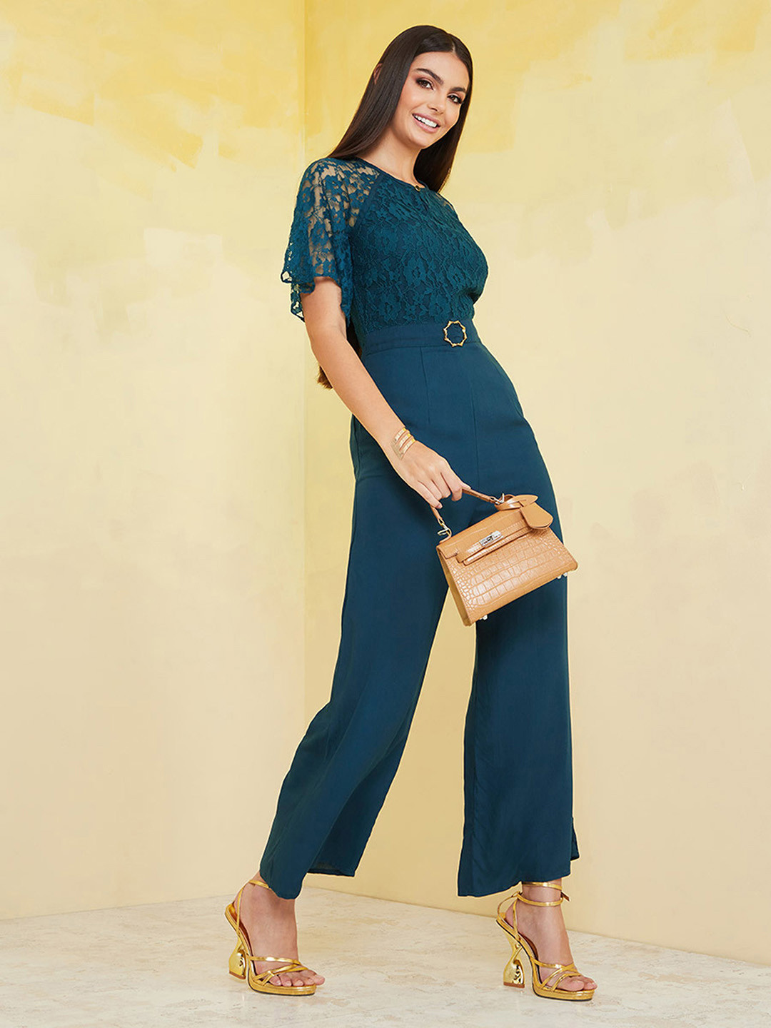 Miss Chase Women Floral Round Neck Flared Sleeve Raglan Jumpsuit