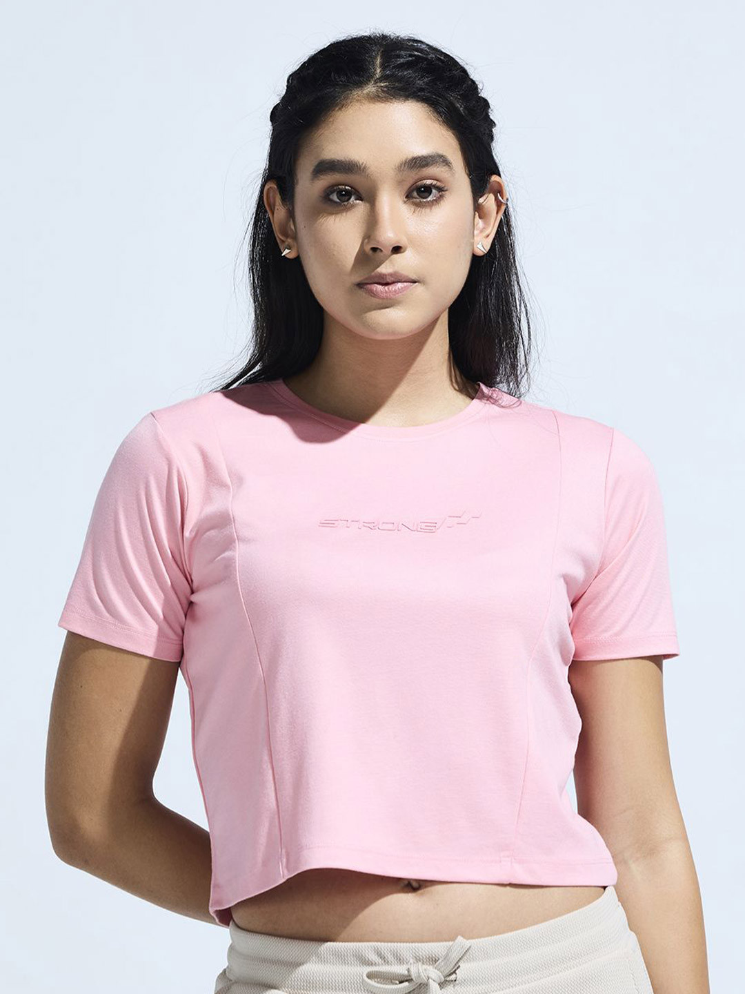 DOMIN8 Women Self Design Crop Top