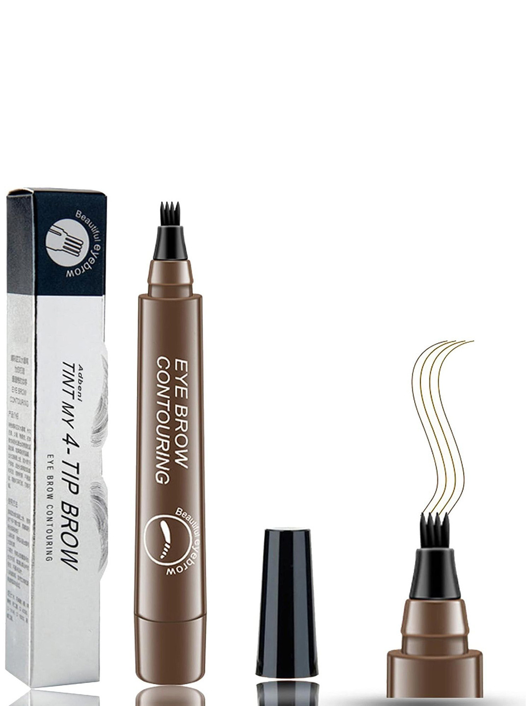 Adbeni Tint My 4-Tip Brow Eyebrow Contouring Pencil With Micro Fork - 20g - Natural Brown