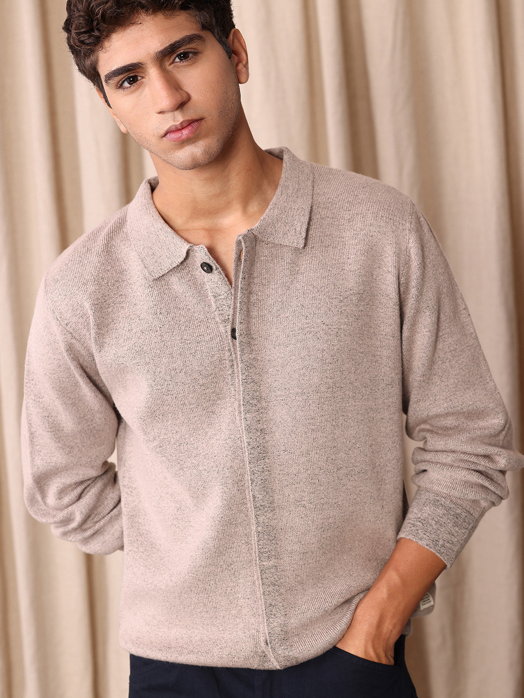 Mr Bowerbird Shirt Collar Front-Open Sweater