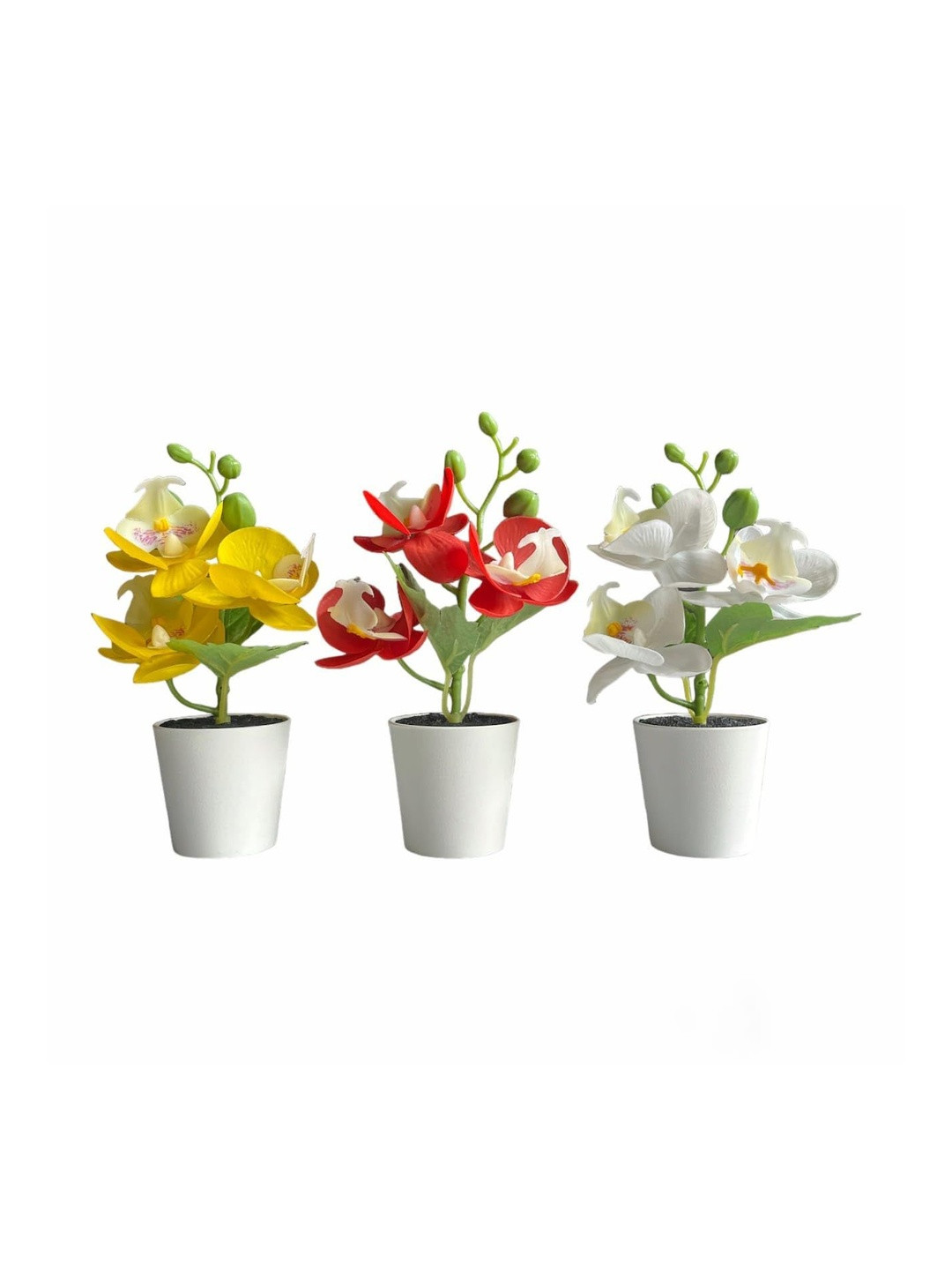 paperi Yellow 3 Pieces Orchid Without Pot Artificial Flower