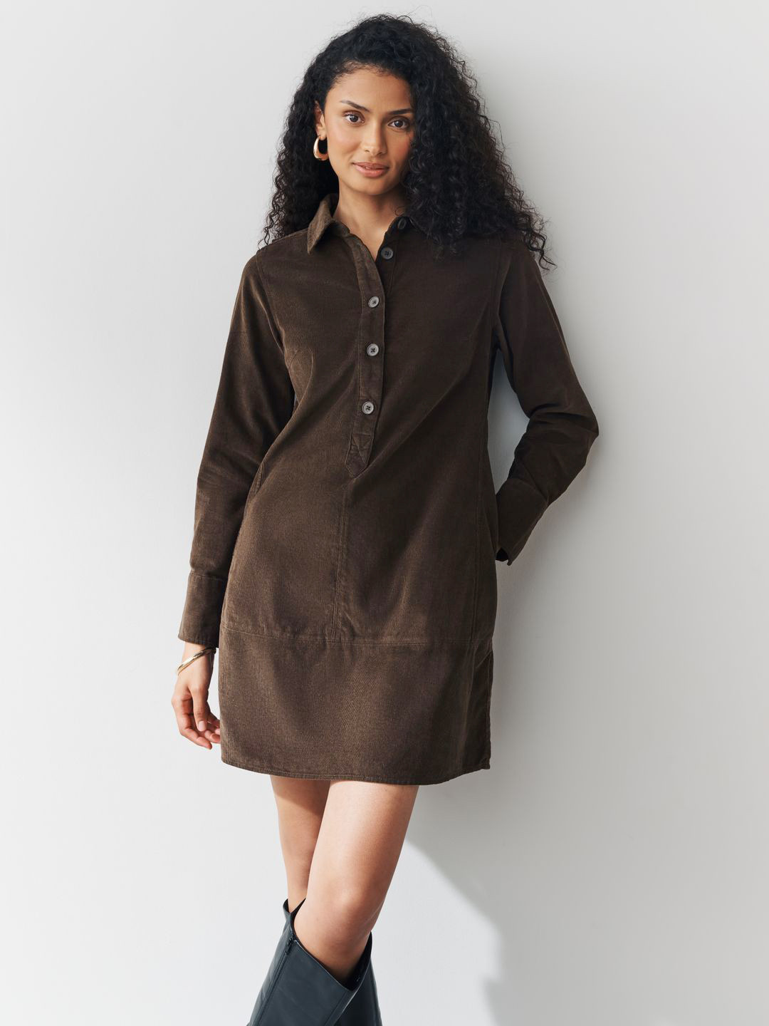 NEXT Corduroy Pure Cotton Shirt Mini Dress