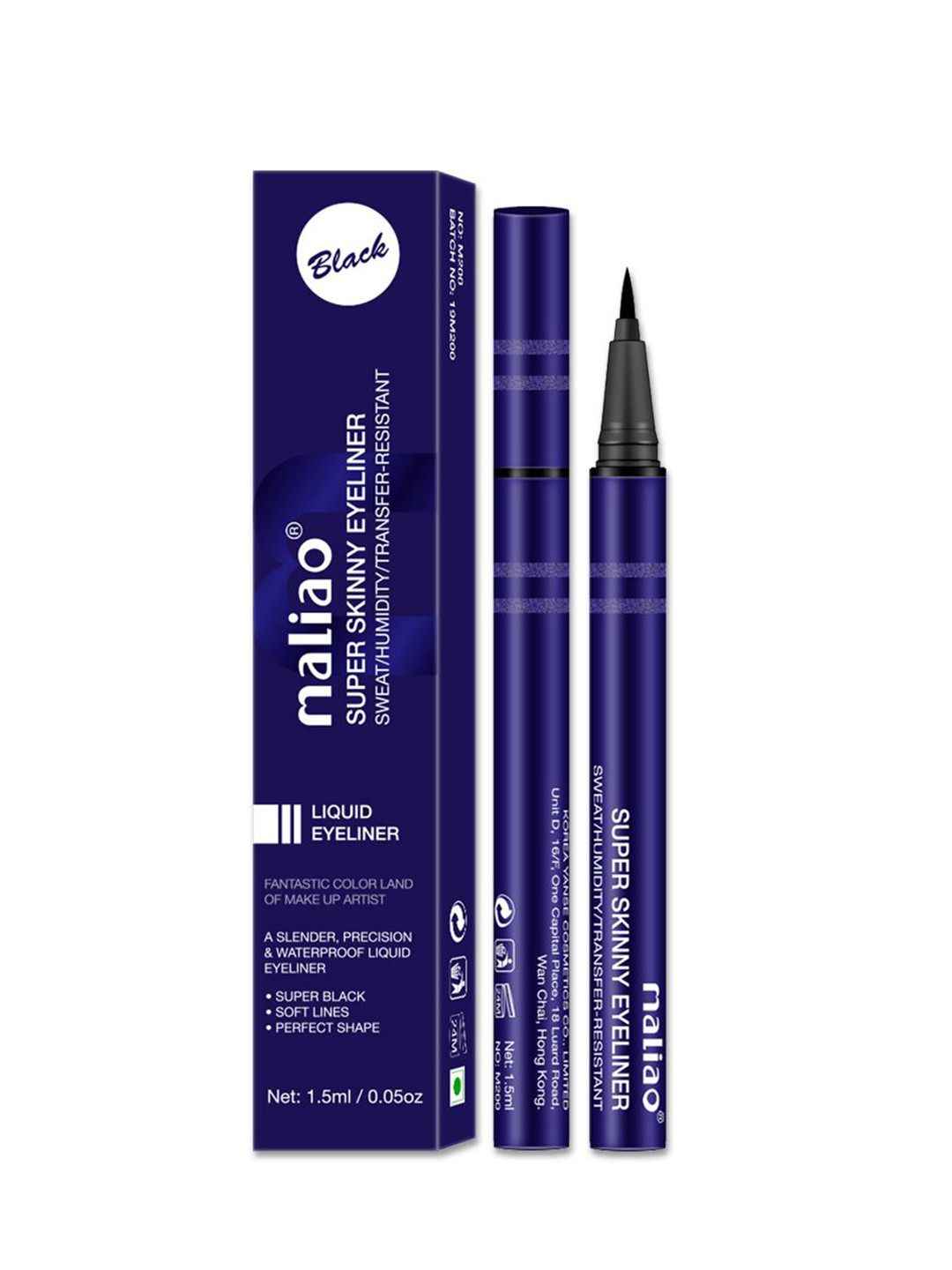 Maliao Long Lasting Super Skinny Eyeliner - 1.5 ml - Black