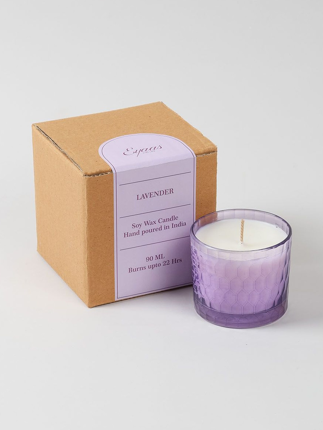 Eyaas Lavender Scented Glass Soy Jar Candle