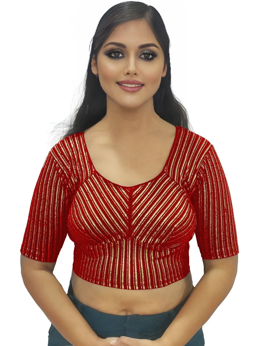 PU FASHION Women Striped Lycra Blouse