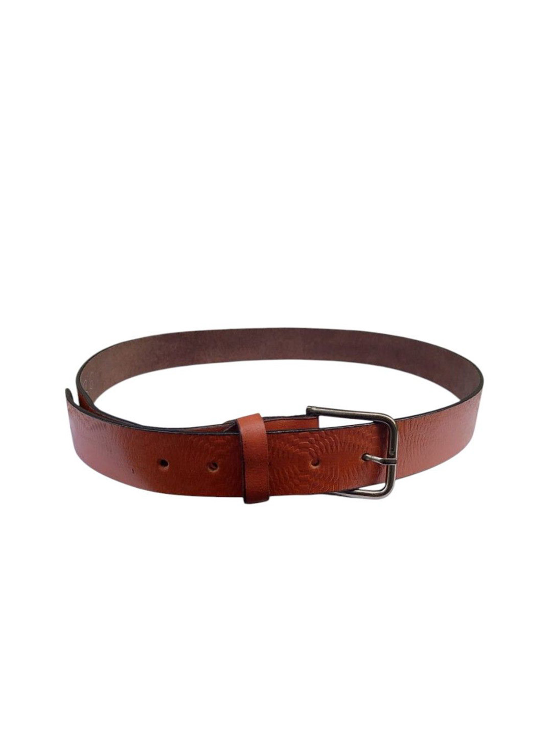 PERKED Men Floral Textured Leather Tang Belt