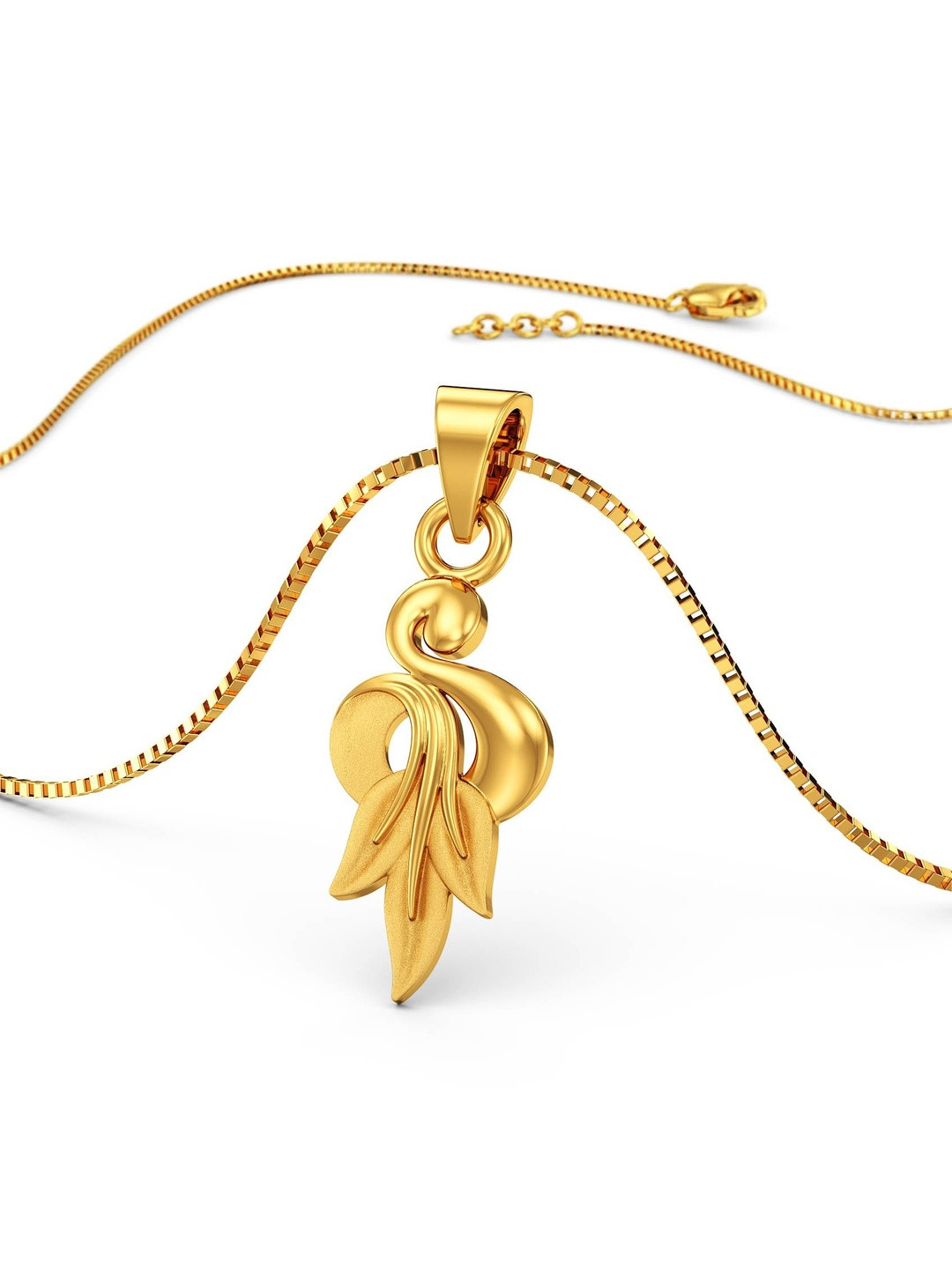 Joyalukkas Women 22Kt Gold Swan-Shaped Tri leaf Pendant - 1.922 g